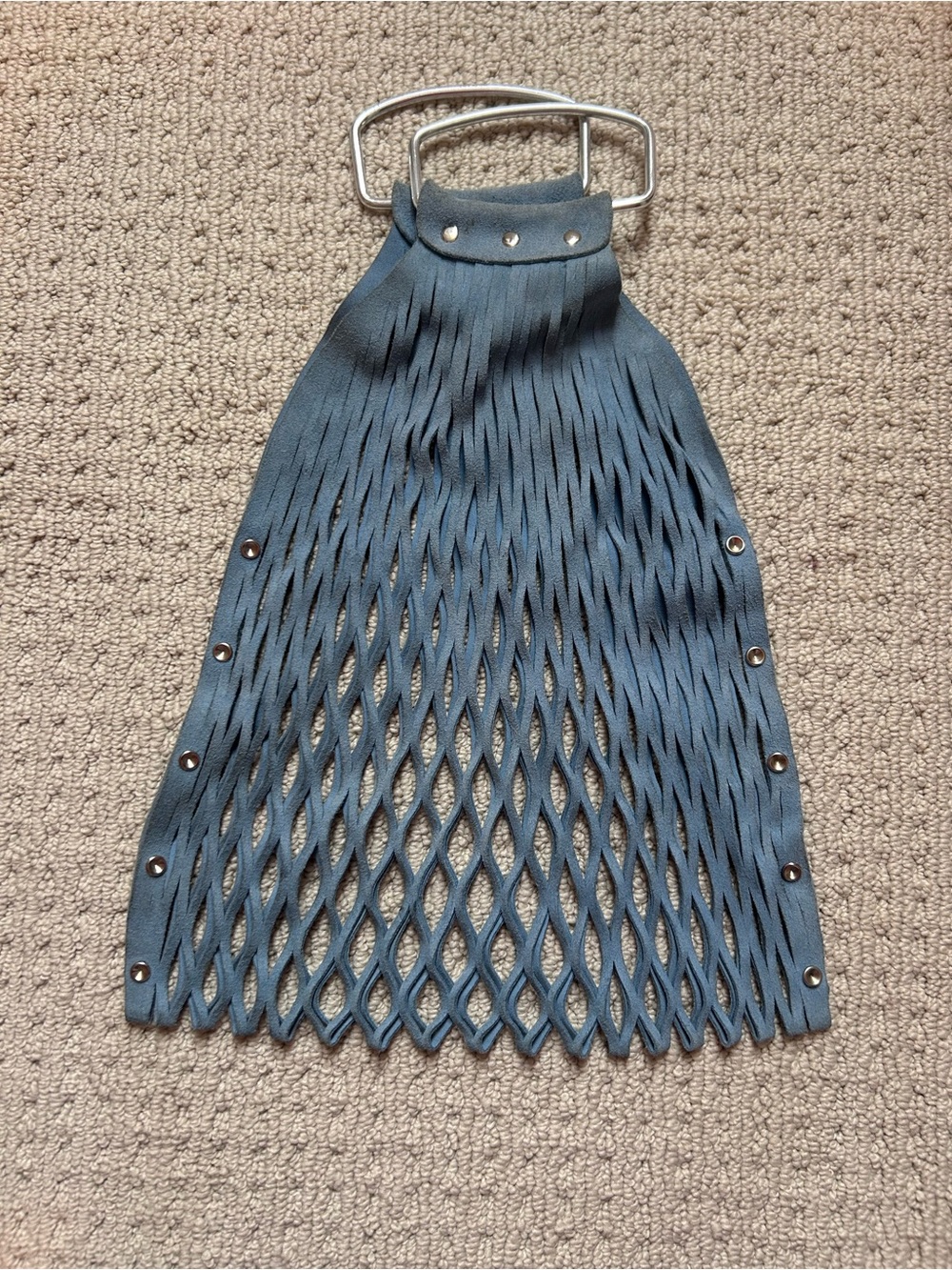 Expandable Suede Leather Purse Bag Light Blue